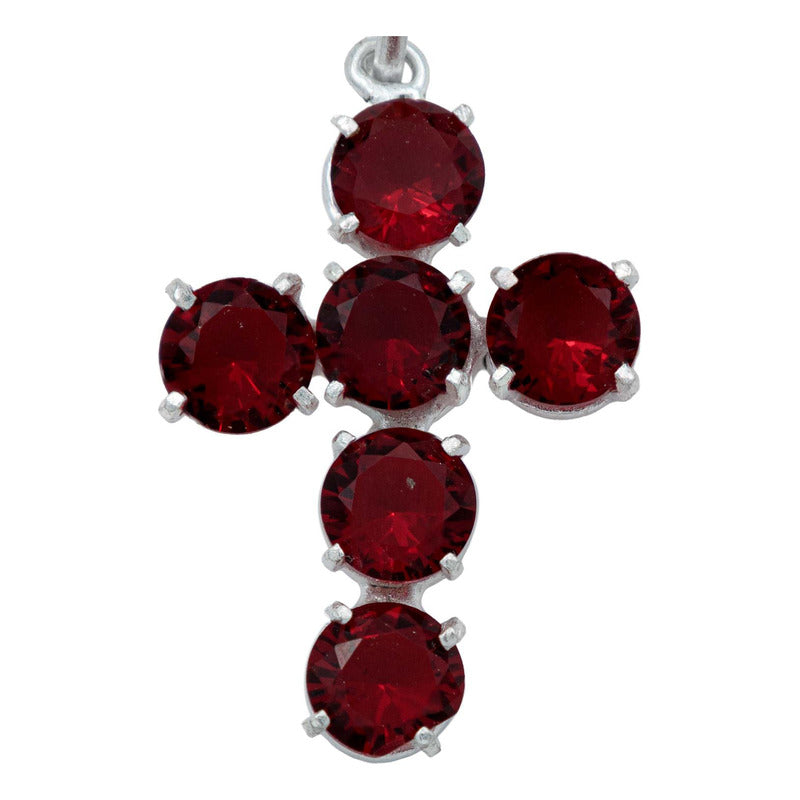 Dije Cruz Catolica De Zirconias Grande Mujer Plata 925