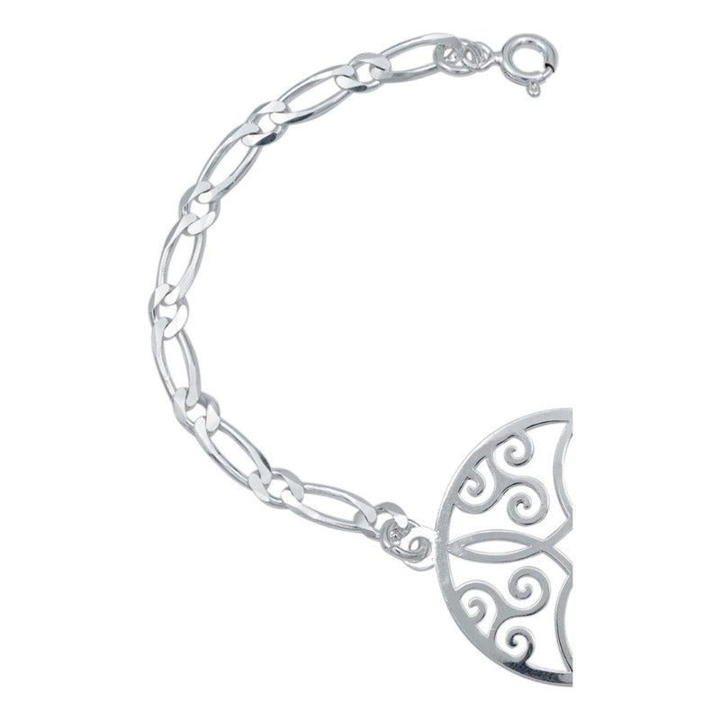 Pulsera Con Medalla Nudo De Bruja Figaro 1x1 Plata 925 4 Mm