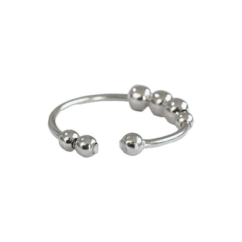 Anillo Ajustable Antiestres Ansiedad Perlas Movibles S925