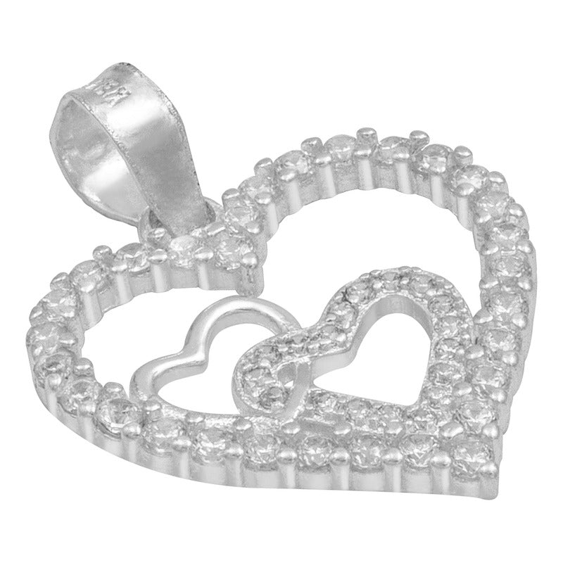 Dije Corazones Zirconias Amor Amistad Regalo Mujer Plata 925