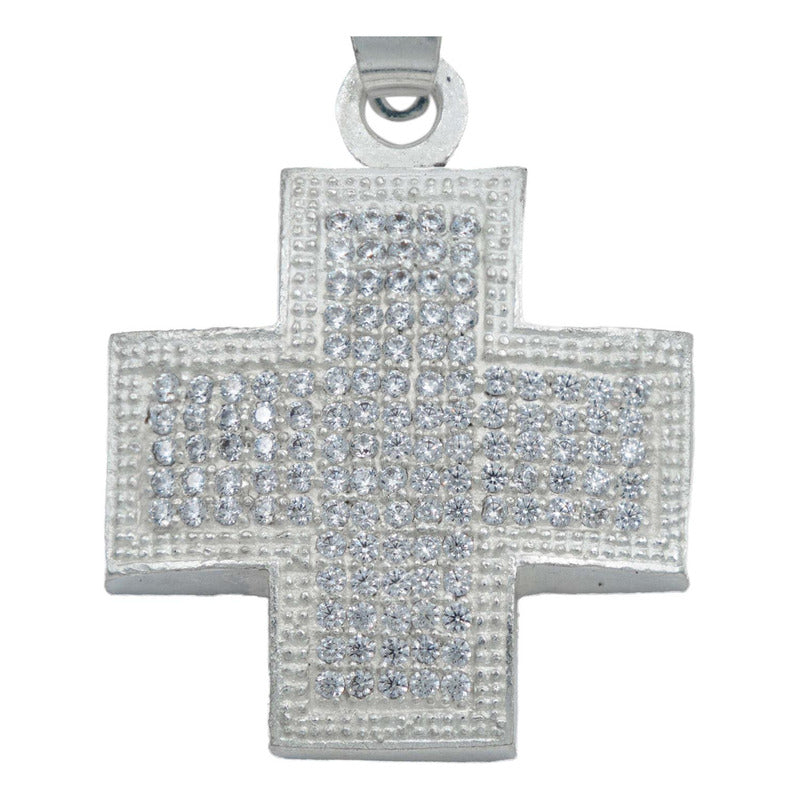 Dije Cruz Ancha Hueca Zirconias Hombre Mujer Plata 925 4 Cm