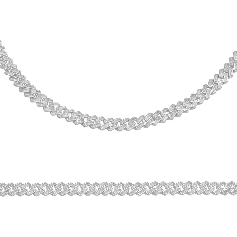 Pulsera Dama Cubana Miami Zirconias Baguette Caja Plata 925
