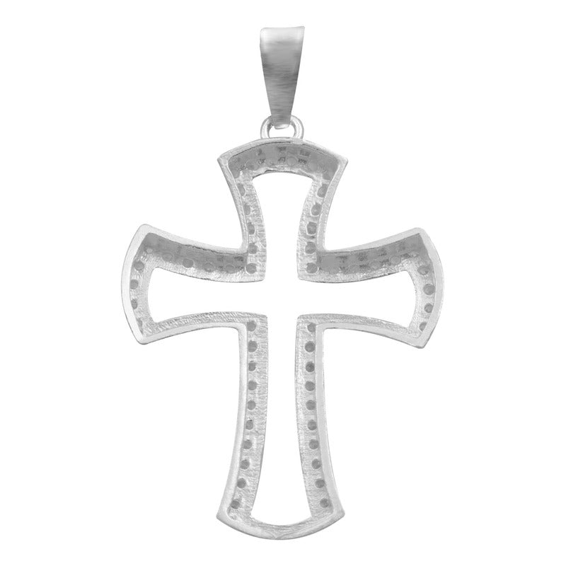 Dije Cruz Contorno Zirconias Hombre Mujer Regalo Plata 925