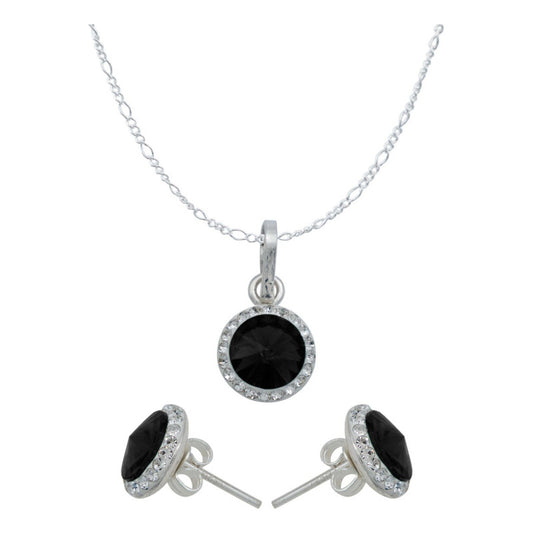 Juego De Cristal Dije Aretes Cadena Mujer Regalo Plata 925