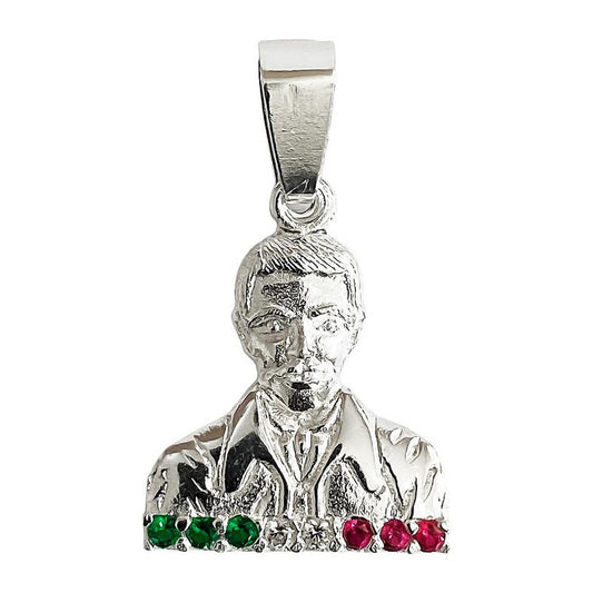 Dije Rostro Malverde Zirconias Tricolor Plata Ley 925 Plateado Chico