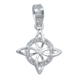 Dije Mini Nudo De Bruja Cleta Plano Zirconias Plata 925