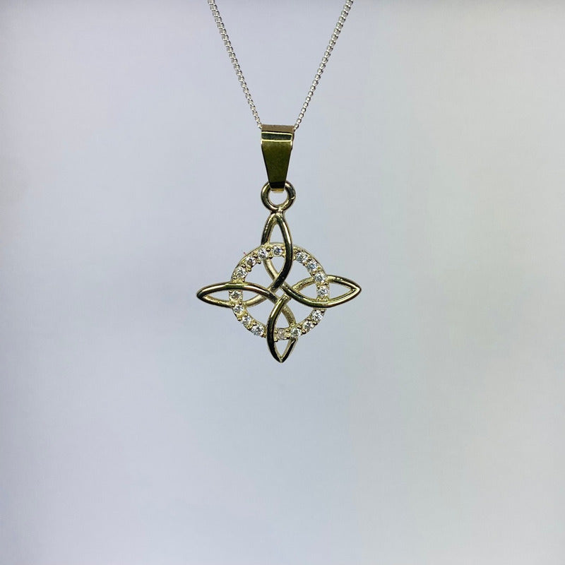 Dije Nudo De Bruja Zirconia De Oro 10k + Cadena De Regalo