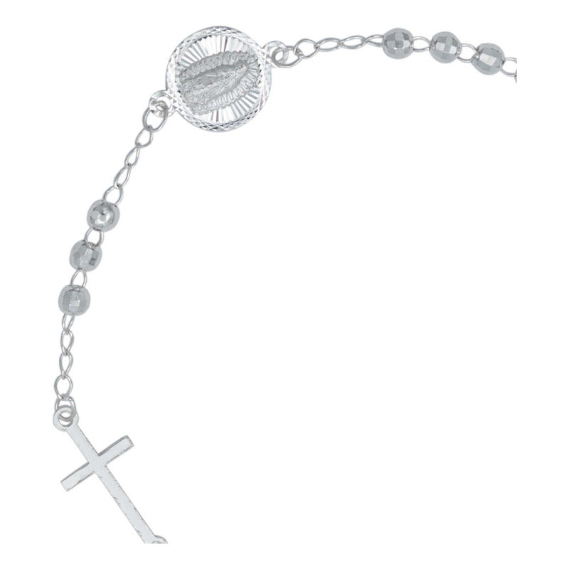 Pulsera Para Niños Niñas Virgen Cruz Bolitas Plata 925