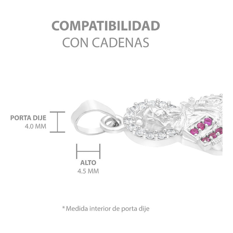 Dije Medalla San Benito Chico Protección Zirconias Plata 925 Café