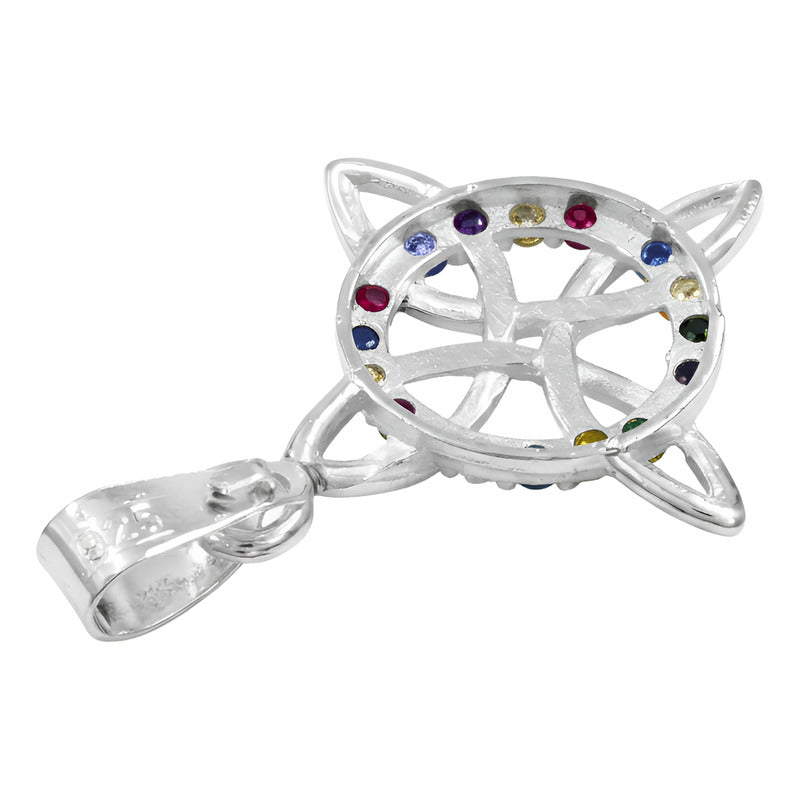 Dije Nudo De Bruja Celta Con Zirconias En Plata Solida 925 Multicolor Alto/ancho 3.3 Cm X 2.3 Cm