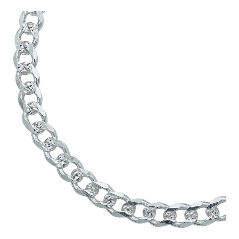 Esclava Pulsera Hombre Cubana Diamantada Plata S925 6 Mm