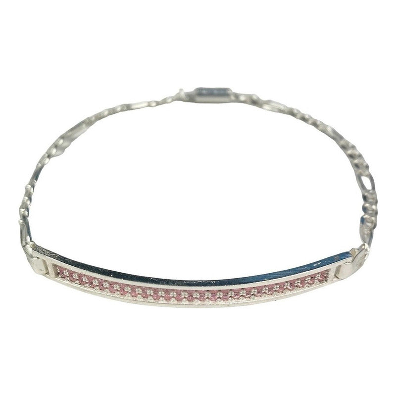 Pulsera Esclava Moderna De Placa Con Zirconias En Plata 925