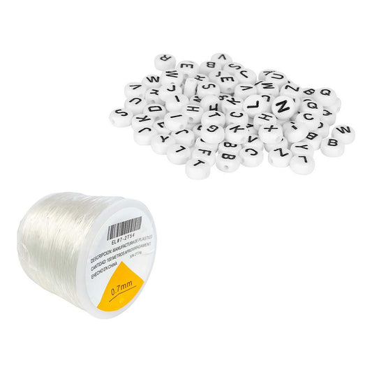 Armado Pulsera Bisuteria Letra 1200pzs + 100 Mts Hilo Nylon
