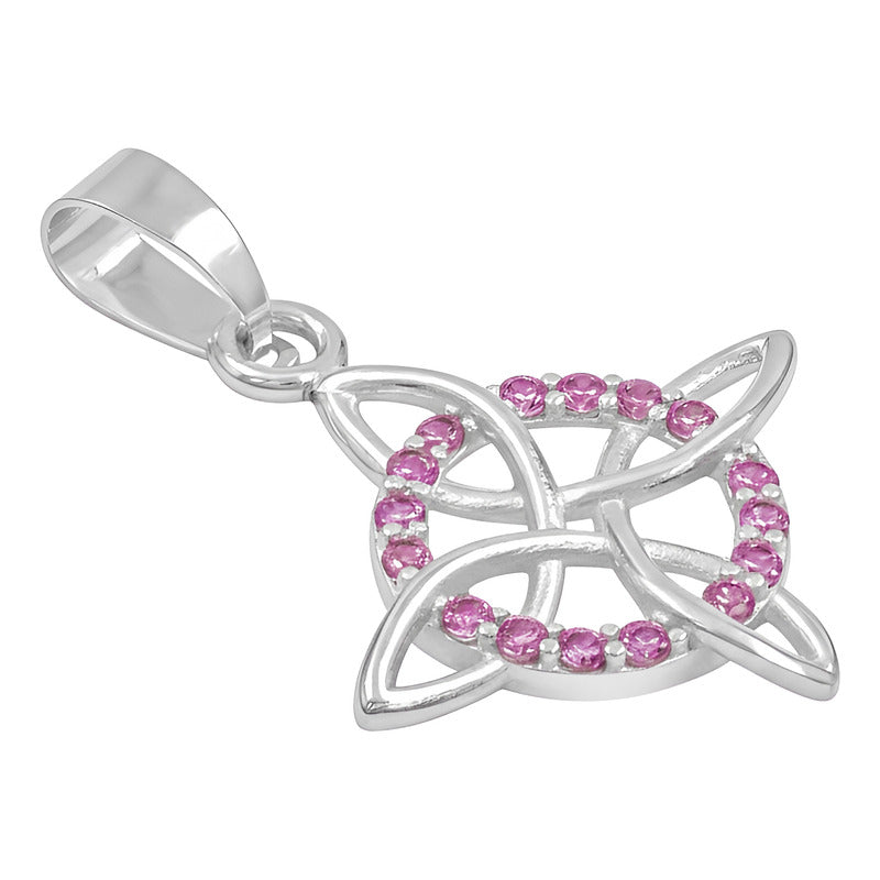Dije Nudo De Bruja Celta Con Zirconias En Plata Solida 925 Rosa Alto/ancho 3.3 Cm X 2.3 Cm