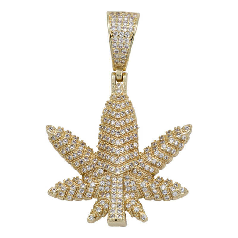 Dije Hombre Cannabis Marihuana + Cadena Regalo Chapa Oro 14k