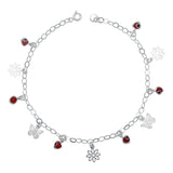Tobillera Flor Mariposa Ojo Turco Mujer Regalo Plata 925