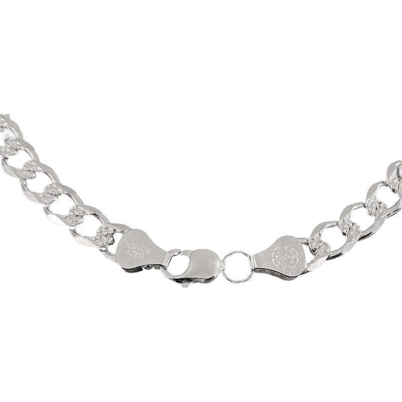 Cadena Barbada Diamantada Cubana Hombre Plata925 60cm X 1cm
