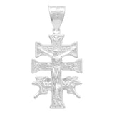 Dije Cruz Caravaca Troquelada Cristo Angeles Plata 925 3.5cm Plateado