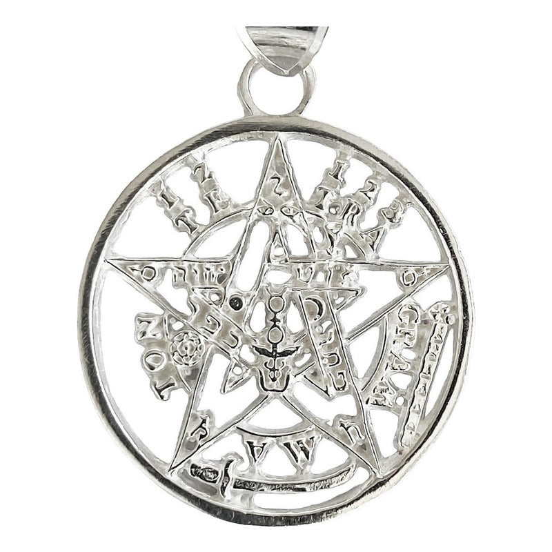 Dije Medalla Grande Tetragramaton Pentagrama Plata Ley 925