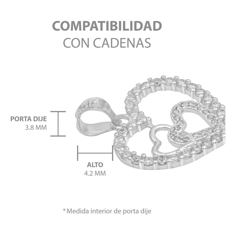 Dije Corazones Zirconias Amor Amistad Regalo Mujer Plata 925