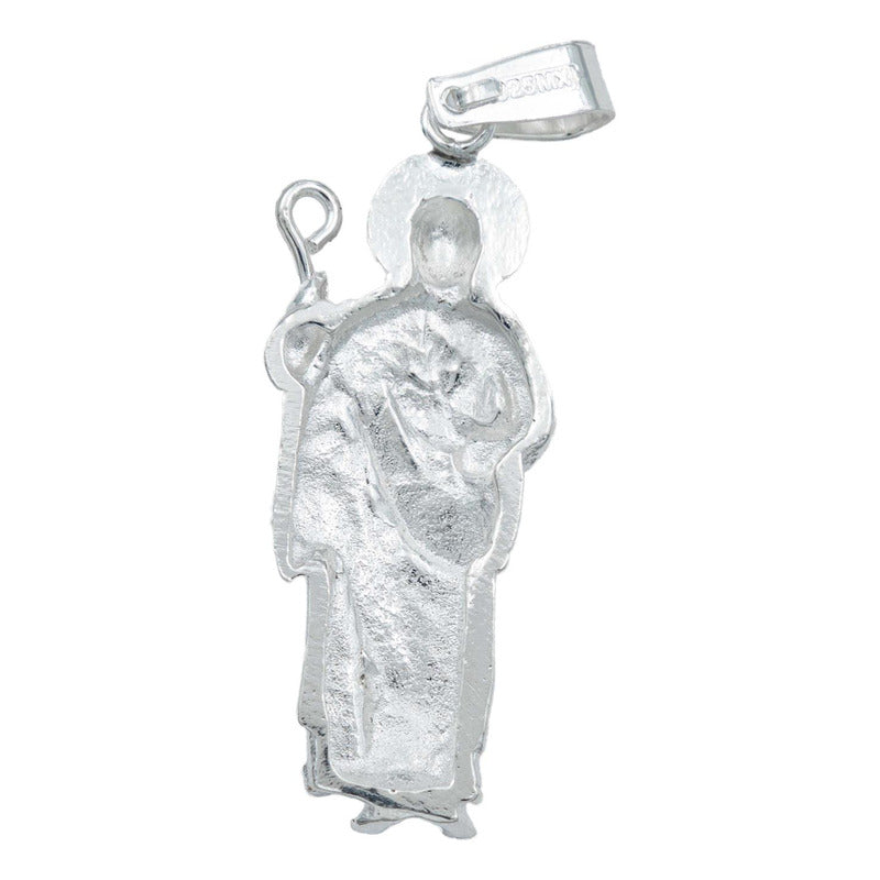 Dije Liso Troquel San Judas Detallado Plata 925 4.7 Cm