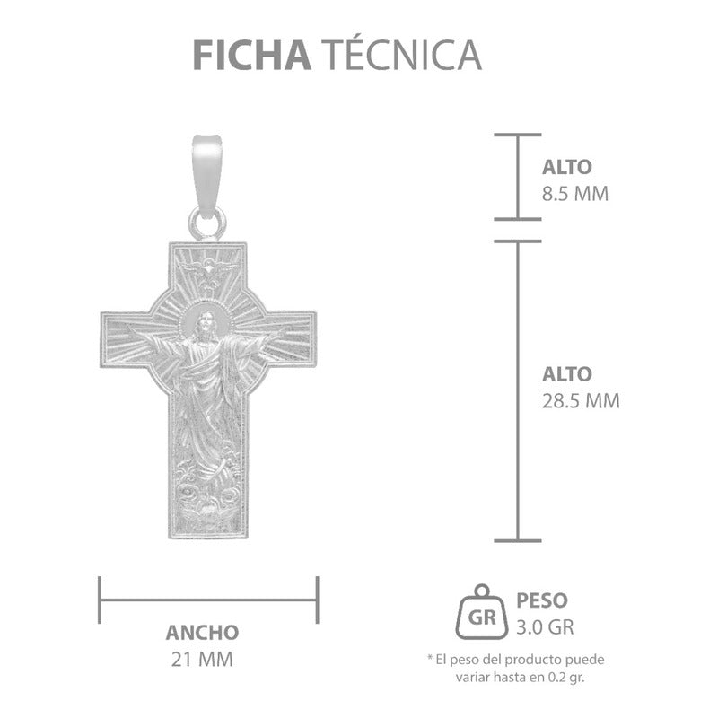 Dije Cruz Ancha Cristo Milagroso Espiritu Santo Plata 925 Plateado