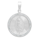 Dije Medalla Virgencita Guadalupe Zirconias Plata 925 2.3 Cm Blanco
