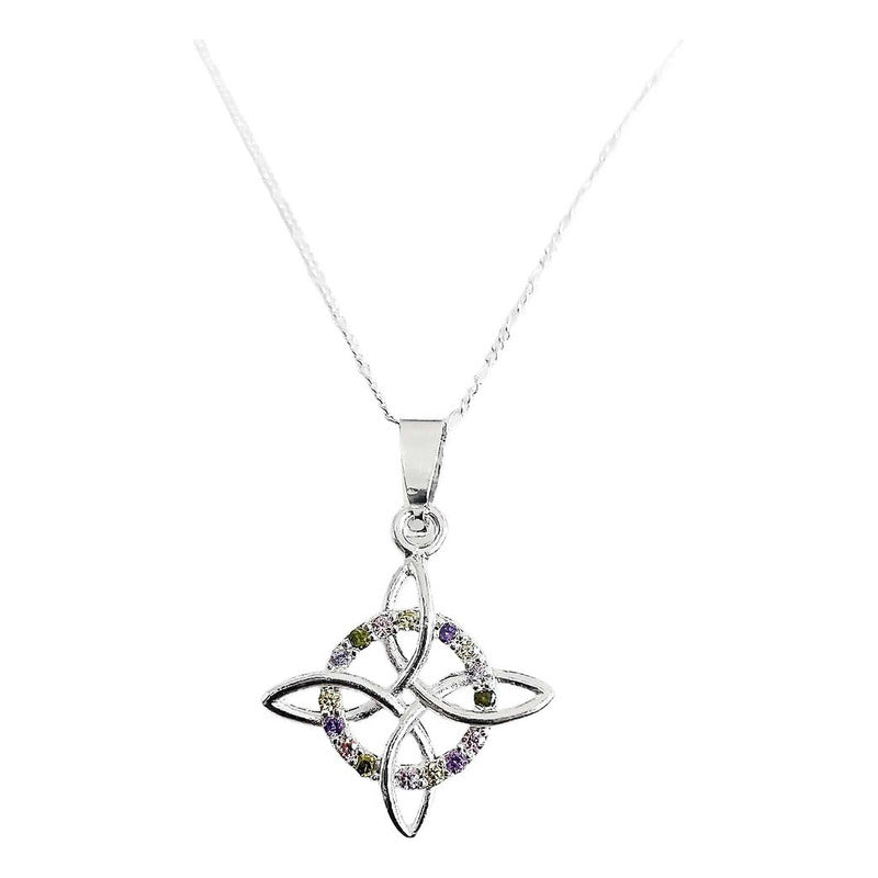 Dije Nudo Bruja Plata Solida 925 + Cadena 45 Cm Plata S925