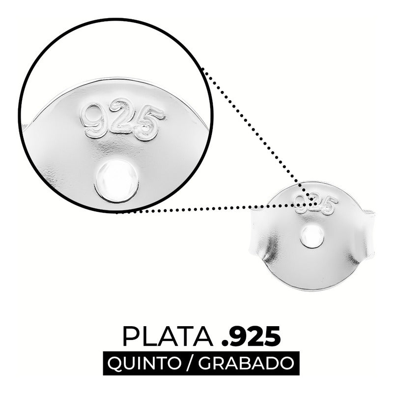 Aretes Broche De Trébol De Cuatro Hojas Zirconias Plata 925