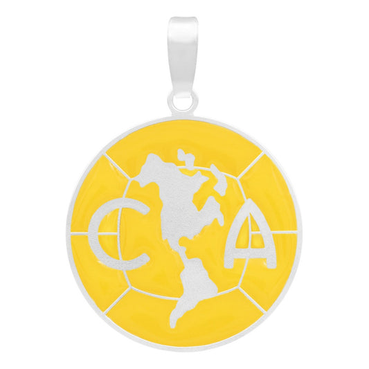 Dije Escudo America Club Esmaltado Resina Futbol Plata 925 Amarillo
