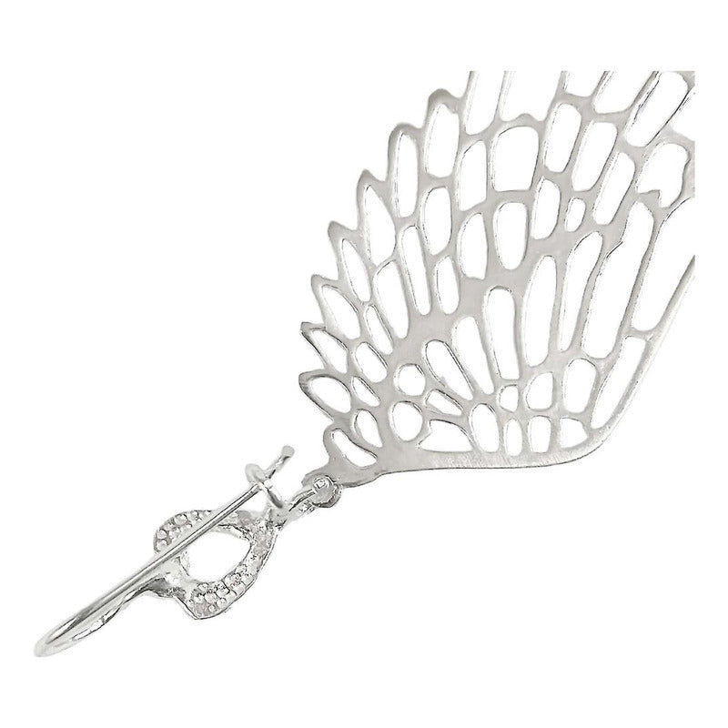Aretes Grande Gancho Colgantes Alas Angel Plata Ley 925