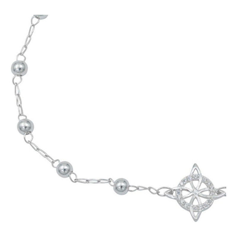 Pulsera Ajustable Nudo Bruja Zirconia Bola 3 Mm Plata 925