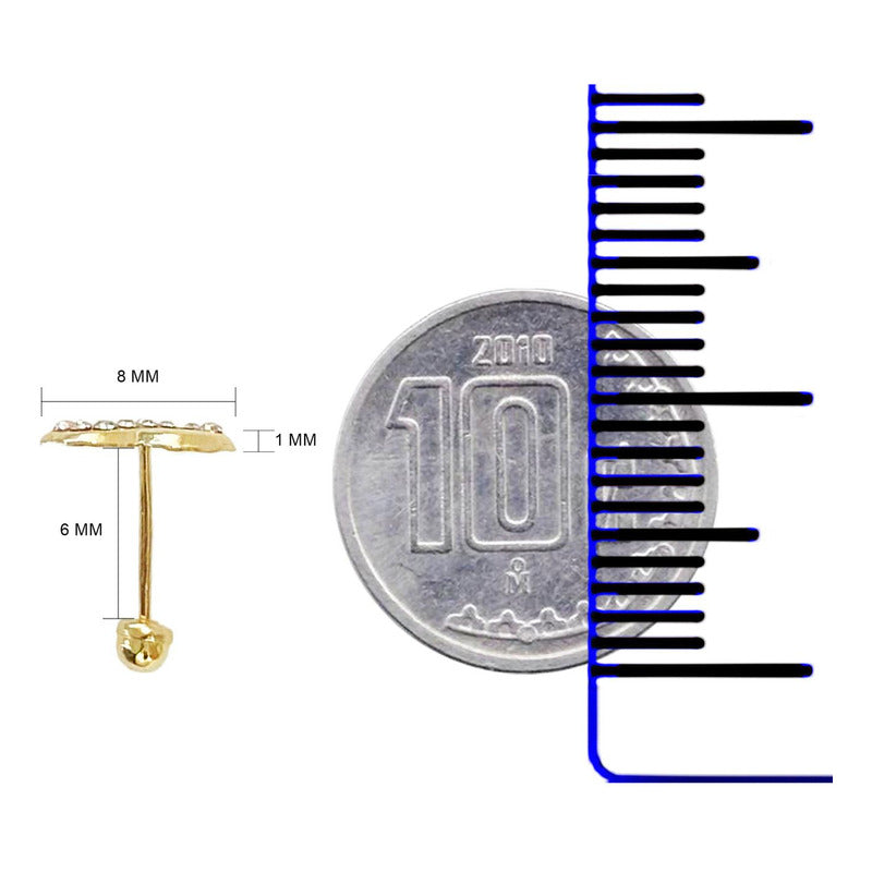 Broquel Arete Infinito Zirconias Amor Mujer Regalo Oro 10k