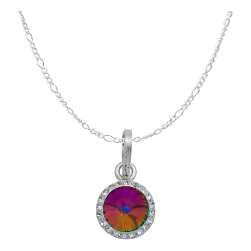 Juego Grande Cristal Dije Arete Cadena Mujer Regalo Plata925