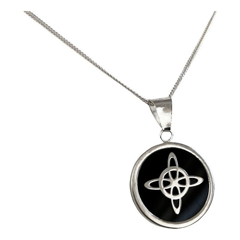 Collar Cadena Barbada Nudo De Bruja Encapsulada Plata 925