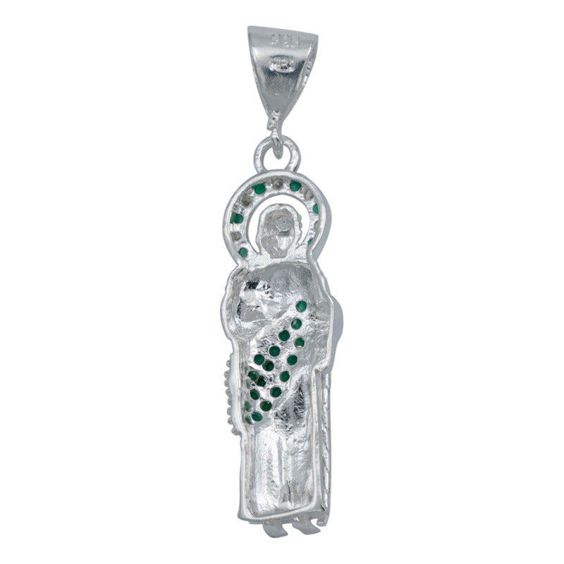 Dijes San Judas Tadeo Zirconias Hombre Mujer Plata 925 Verde
