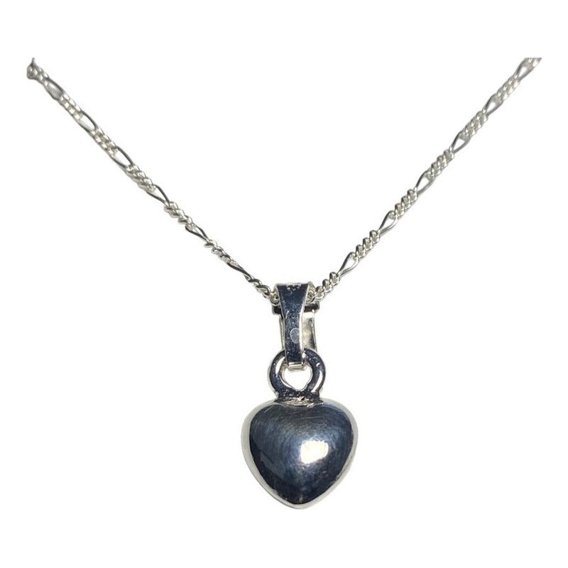 Collar Corazón Liso Mediano Amor Amistad Regalo Plata 925