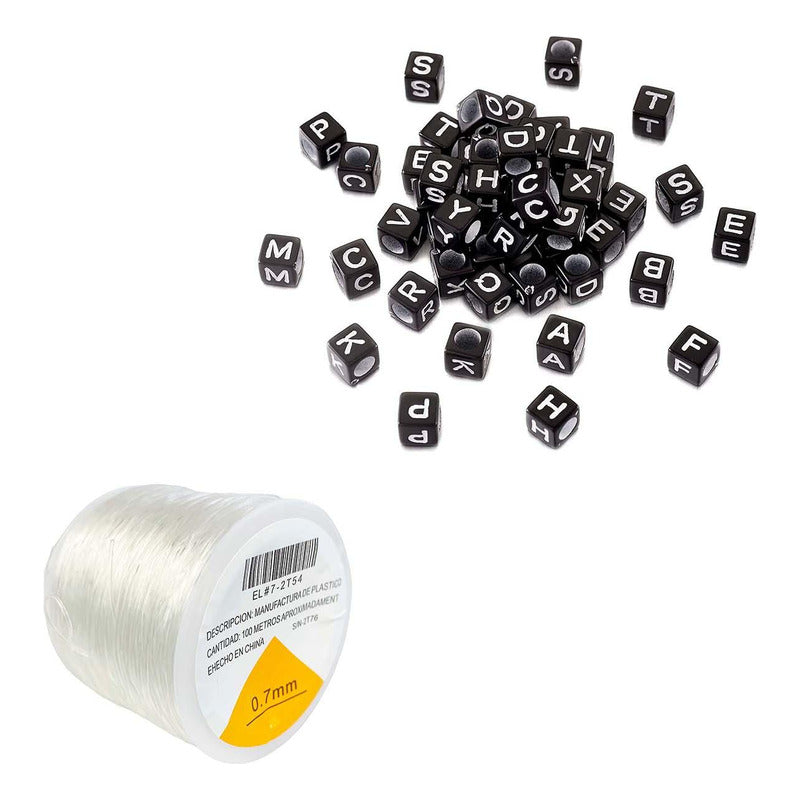Armado Pulsera Bisuteria Letra 1200pzs + 100 Mts Hilo Nylon