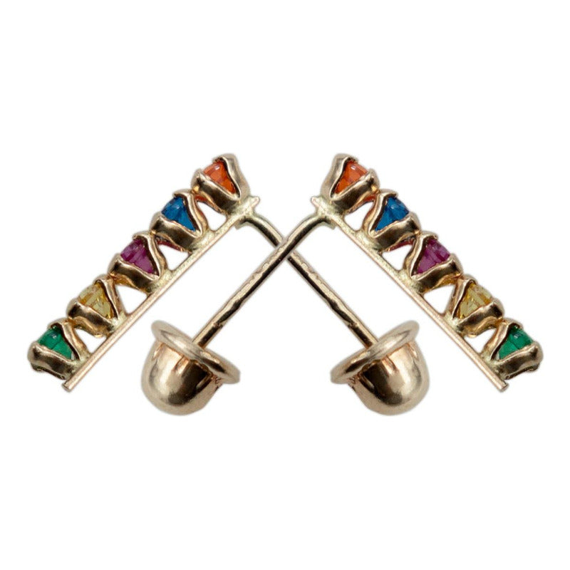 Arete Broquel Pendiente Churumbela Semáforo Zirconia Oro10k