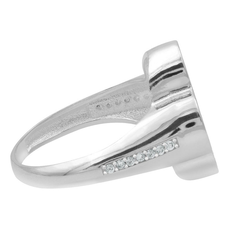 Anillo Grande Hombre Mujer Trebol Esmaltado Resina Plata 925 Café 9