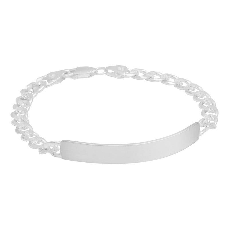 Esclava Placa Gruesa Cubana Diamantada Hombre Plata 925 6 Mm
