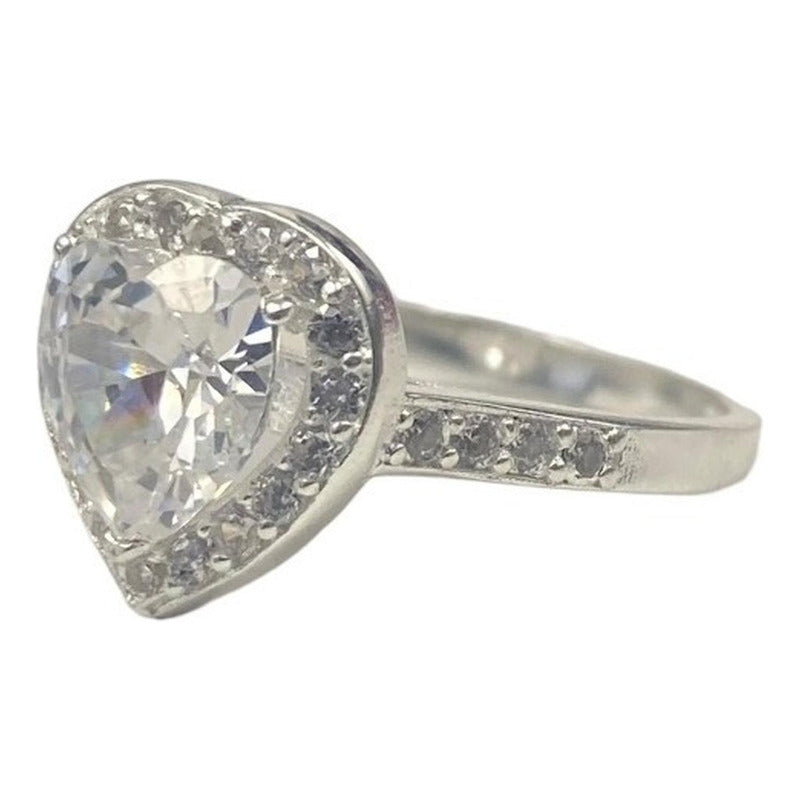 Anillo Solitario Corazón Compromiso Promesa Plata 925