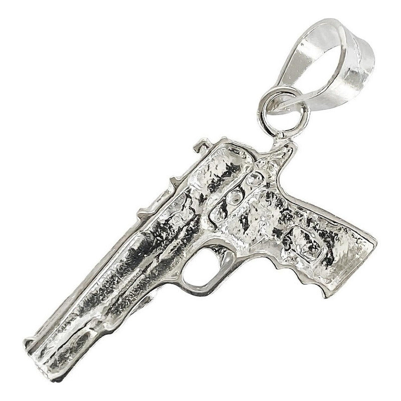 Dije Chico Pistola Gangster Punk Plata Solida 925 Plateado