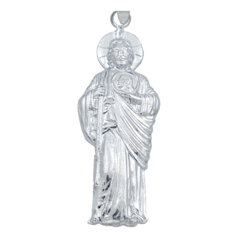 Dije Mediano San Judas Tadeo Troquelado Plata 925 4 Cm