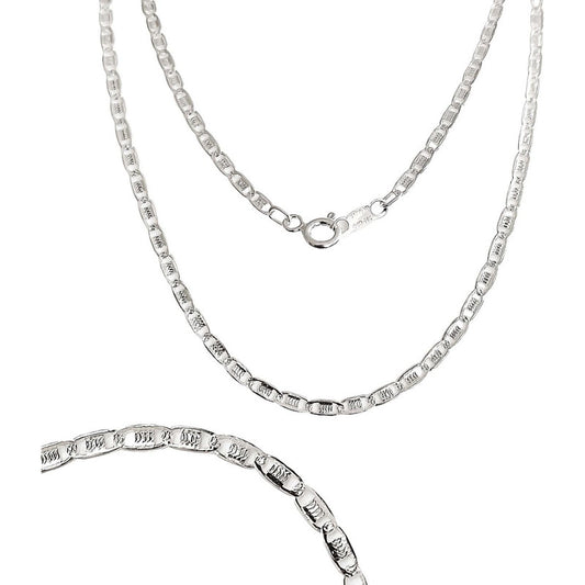 Cadena De Plata Ley .925 Marinera Diamantada 45 Cm X 2.5 Mm Eslabón Diamantado