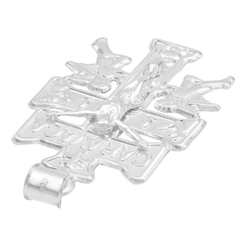 Dije Cruz Caravaca Troquelada Cristo Angeles Plata 925 6.8cm Plateado
