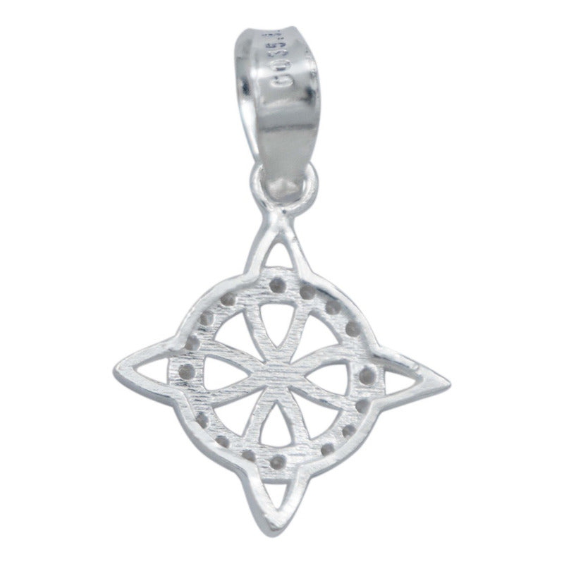 Dije Mini Nudo De Bruja Zirconia Plano Con Cadena Plata S925 Blanco