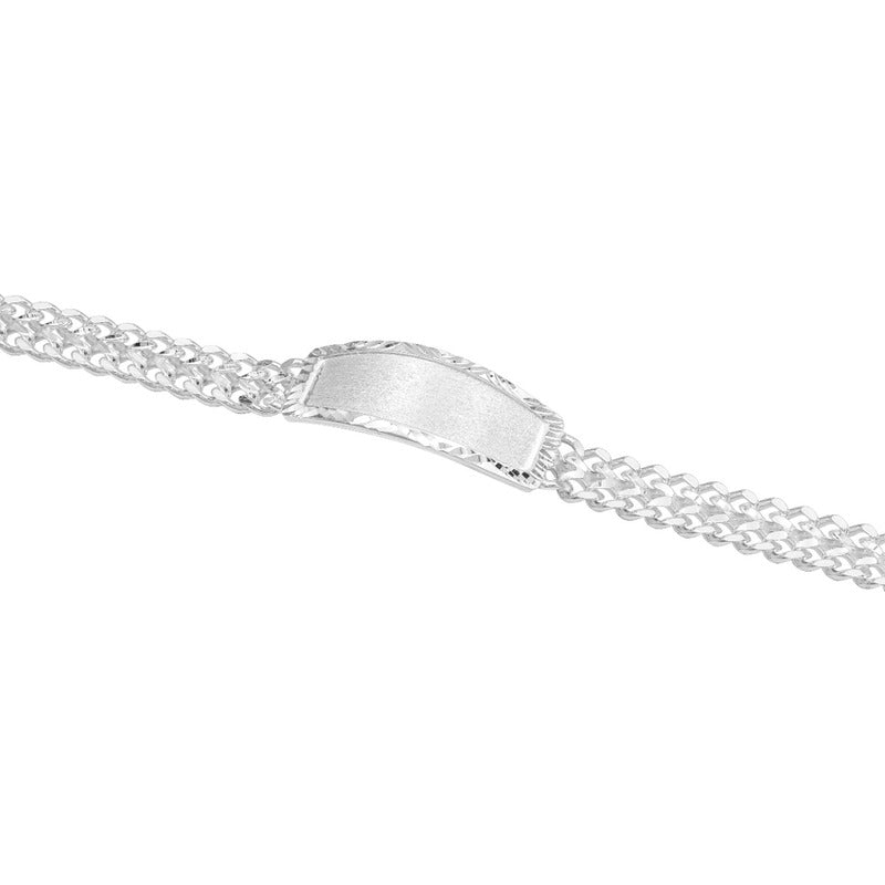 Joyaris Esclava Petatillo Placa Diamantada Plata 925 Hombre Plateado 16 Cm