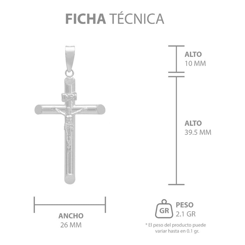Dije Cruz Tubo Tubular Lisa Cristo Hombre Plata 925 5 Cm Plateado