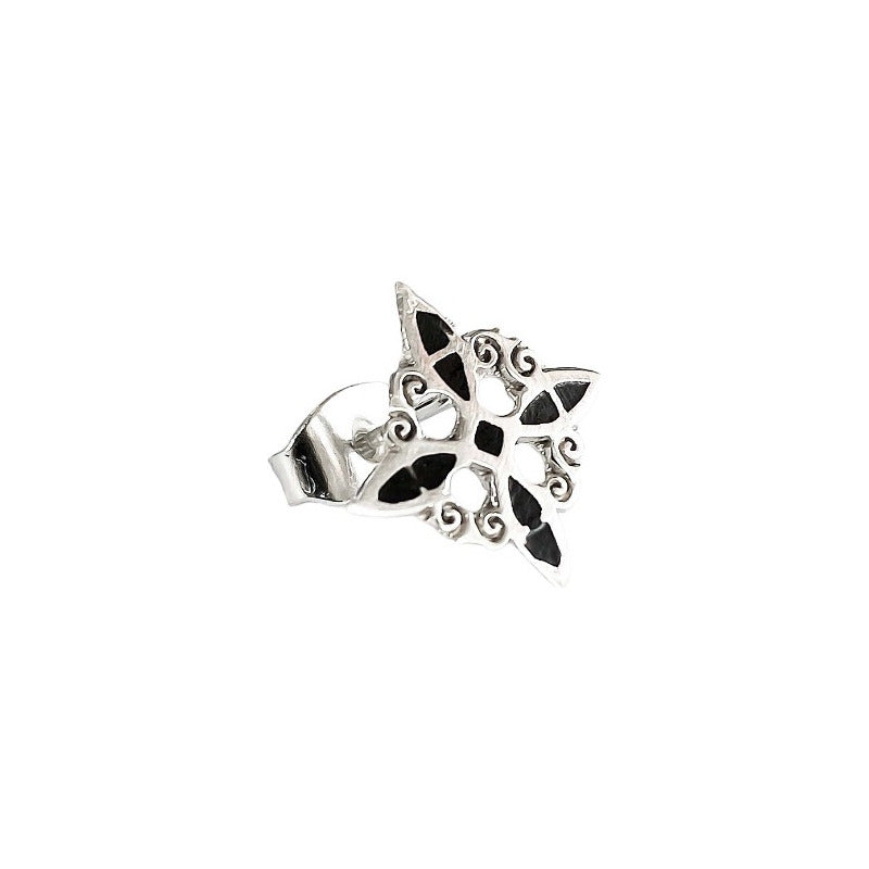 Aretes Broquel Pendiente Nudo De Bruja Liso Plata Ley 925